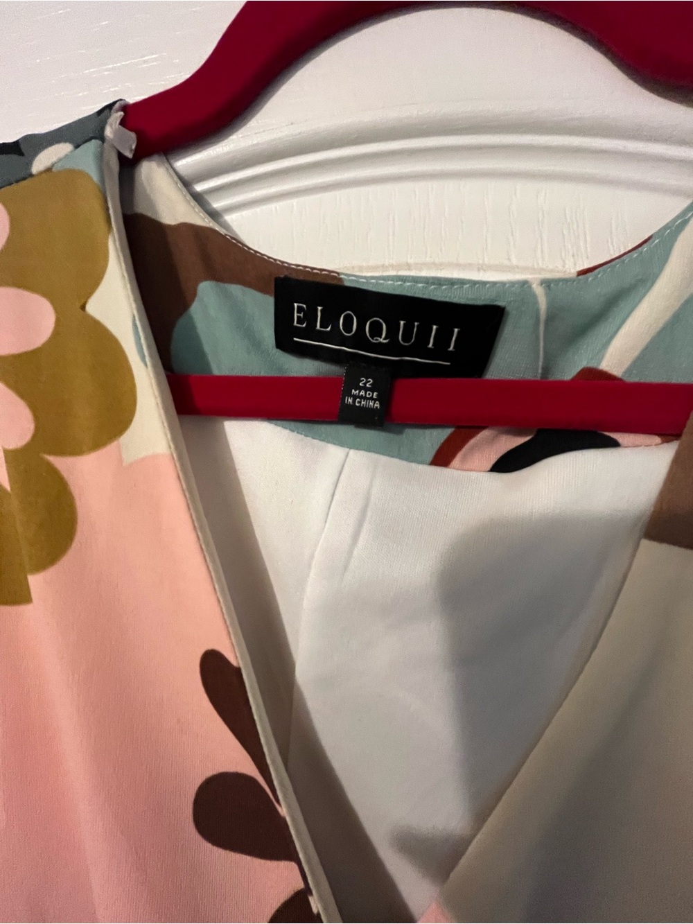 Eloquii Floral Wrap Midi Dress in Pink, Sage & Brown - Picture 3 of 5